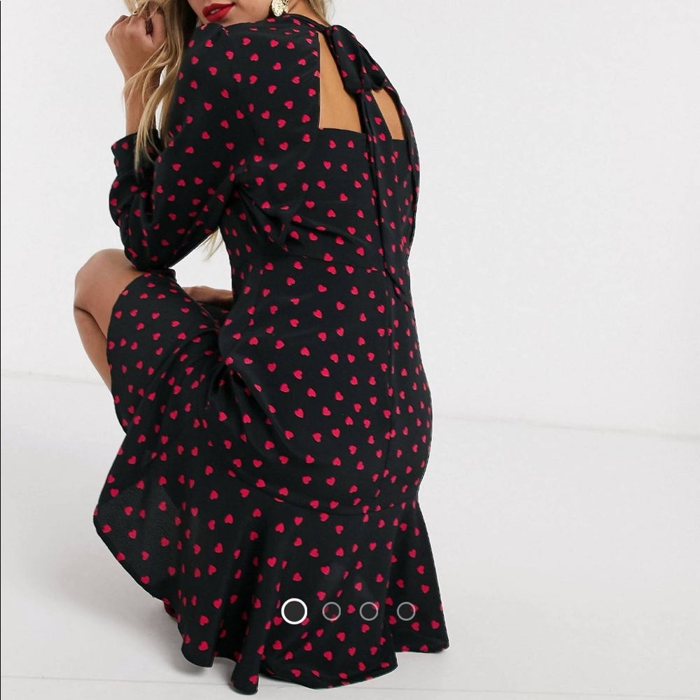 Black Mock Neck Dress with Hearts